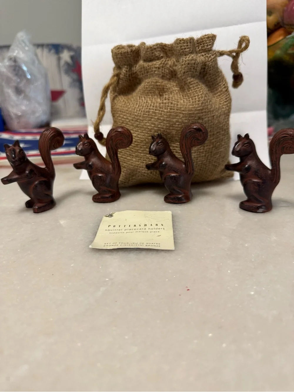 Pottery Barn Brown Squirrel Placecard Holders - Set of 4